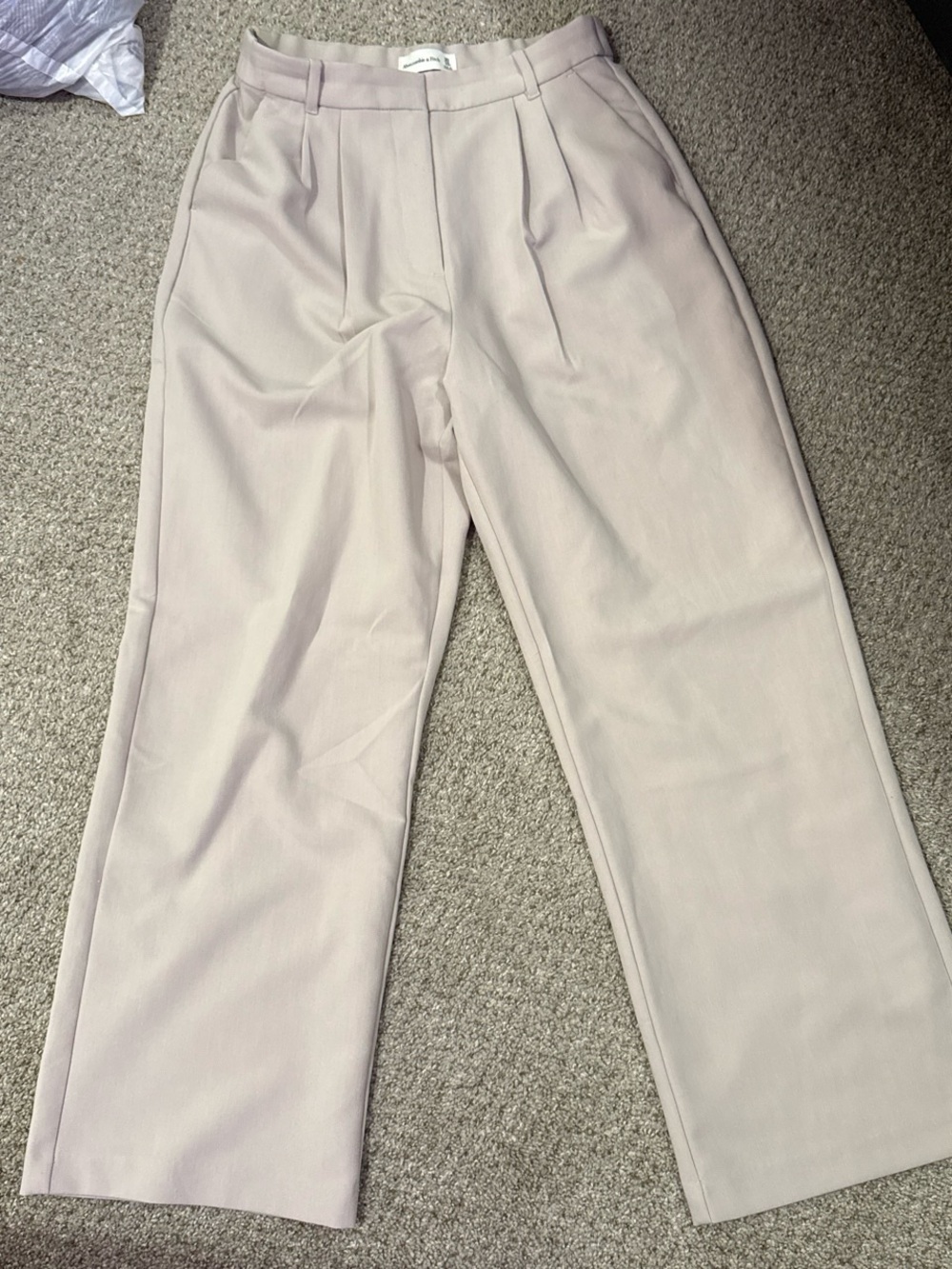 Light Beige Wide Leg Trousers